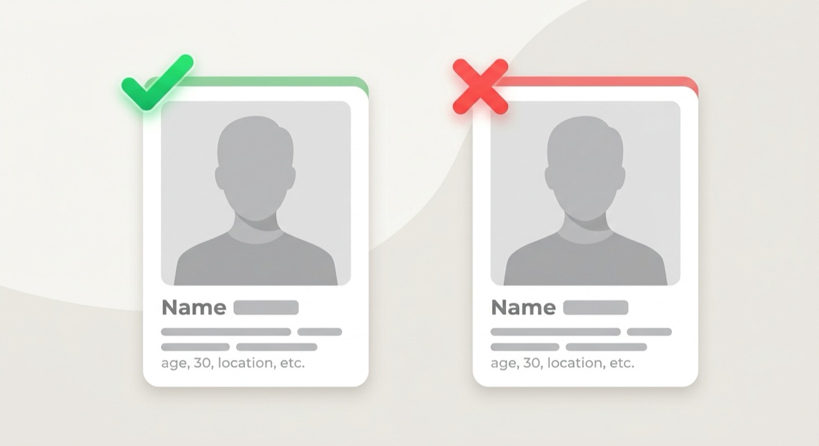 マッチしやすいプロフィールとしにくいプロフィールの比較イメージ