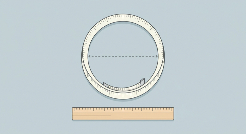 メジャーで円周を測り直径を求める図解