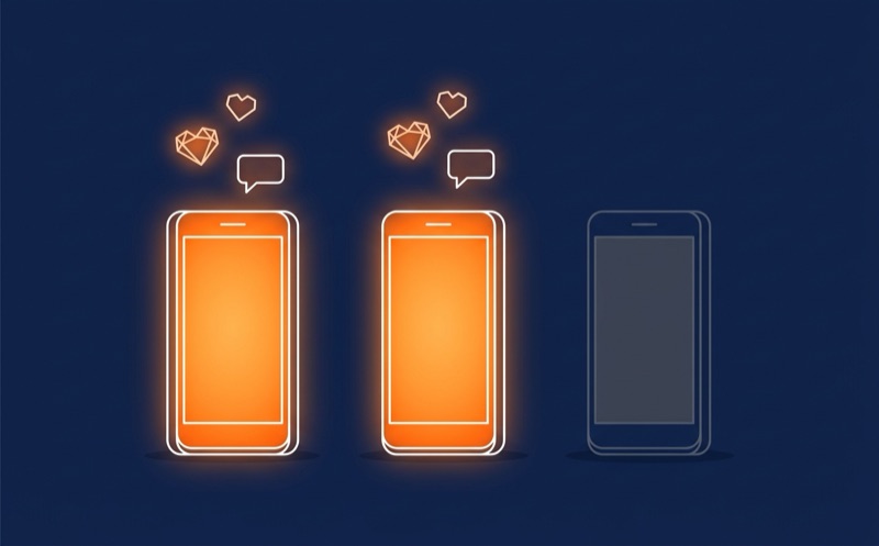 2台が点灯し3台目が消えているスマホのイラスト